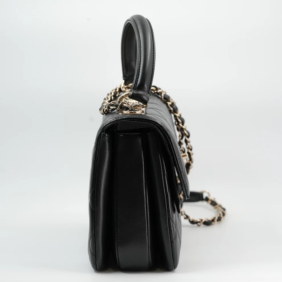     Chanel Classic Quilted Flap Bag with Top Handle - Black 