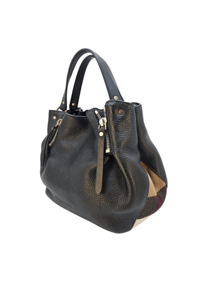     Burberry Black/Beige House Check Canvas and Leather Maidstone Tote Bag 101016020 