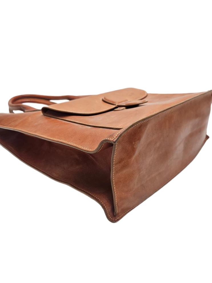     Celine Light Brown Leather Front Flap Tote 