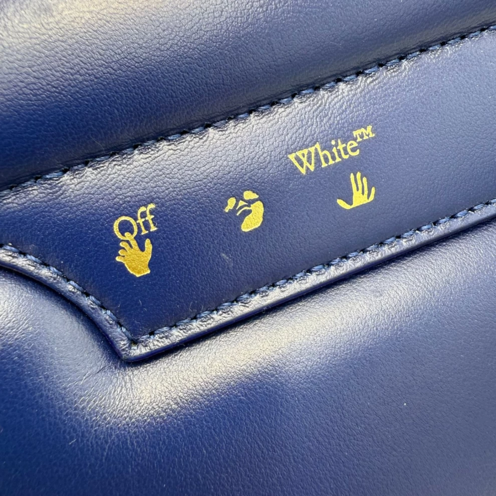     Off-White Burrow 22 Blue Leather Shoulder Bag 