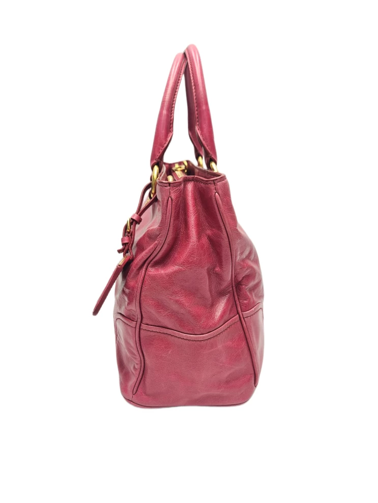     Prada Vitello Shine Leather Shopper Tote 