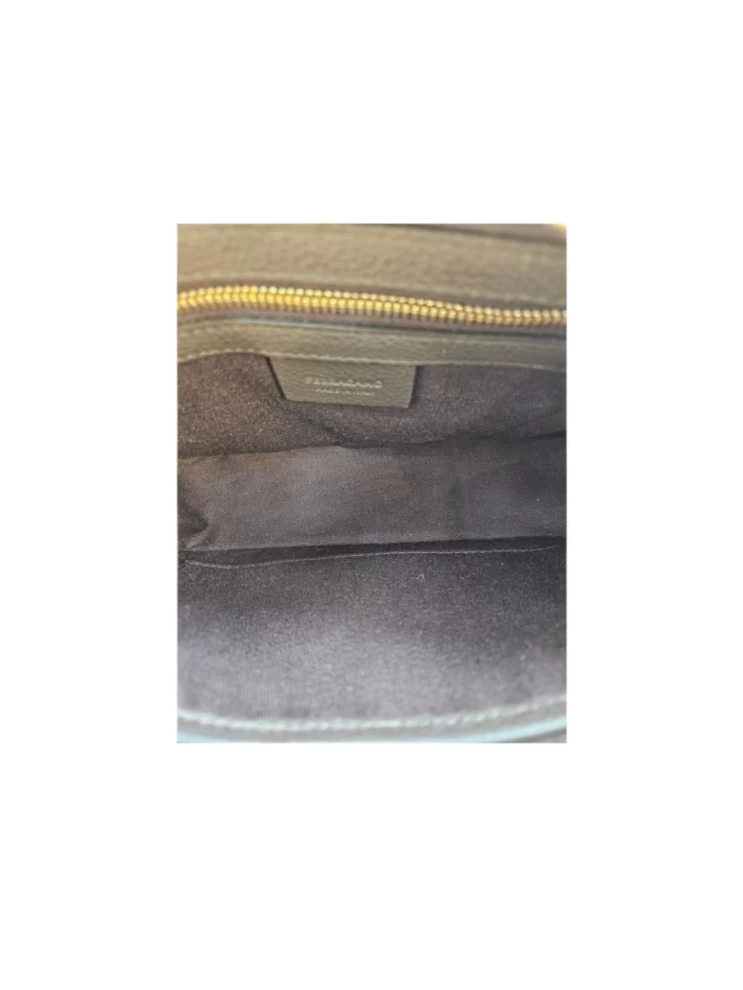     Ferragamo Black Embossed Gancini Crossbody Bag 