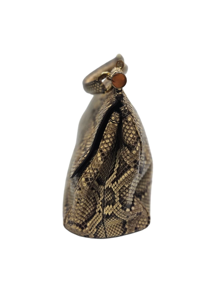     حقيبة ساتشل دولتشي آند غابانا ميس سيسيلي متوسطة الحجم من جلد الثعبان الأصفر 