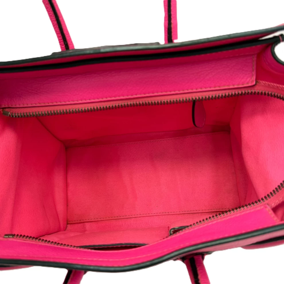     Celine Fluorescent Pink Micro Luggage Tote Bag 