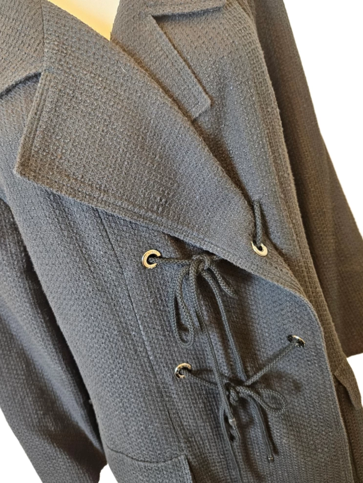     Chanel Gray Draw String Coat 