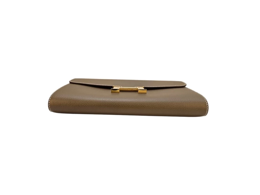     HermÃ¨s Constance To Go Wallet in Epsom Etoupe Color Gold Hardware 101016066 