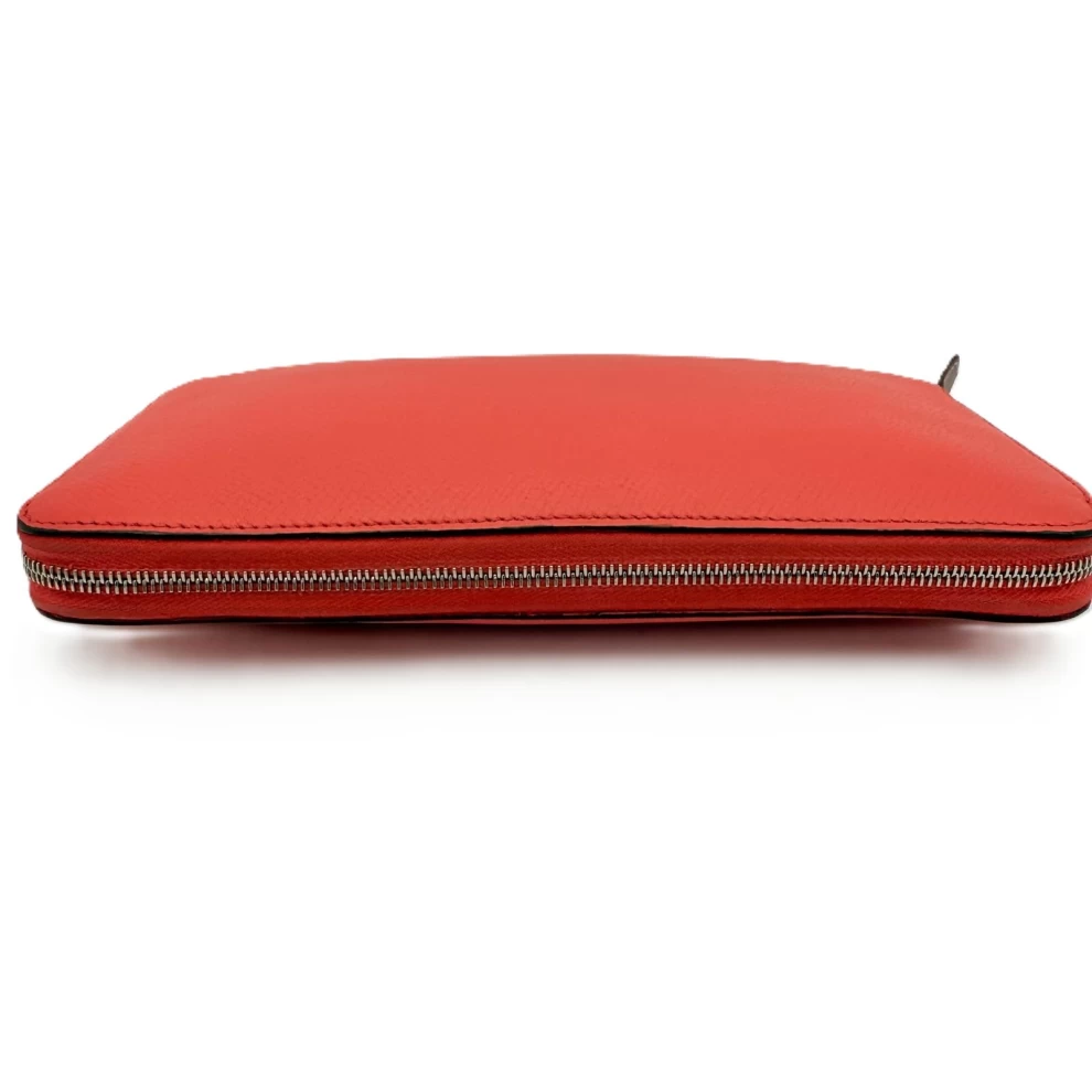     محفظة هيرمس سيلك إن أزاب الجلدية الطويلة باللون الأحمر والوردي من إبسوم 