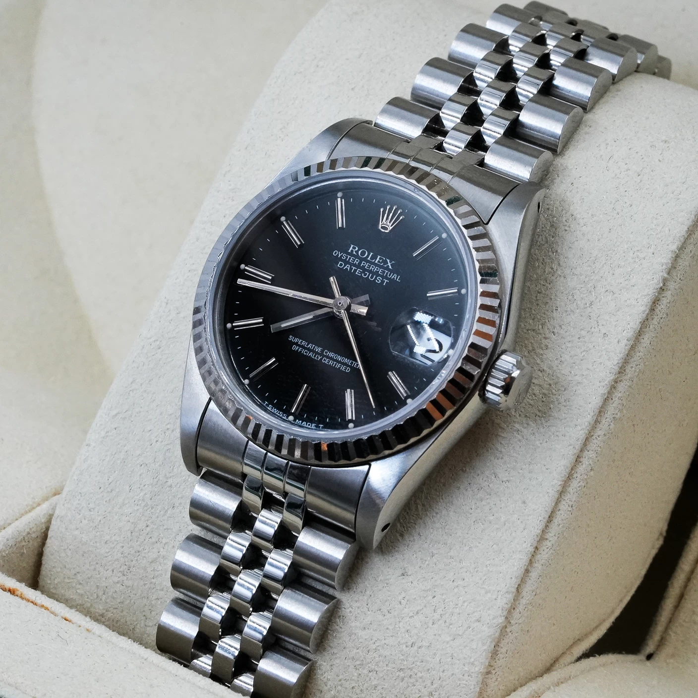     Rolex Datejust 31 in White Rolesor with Black Dial - Women's Watch 