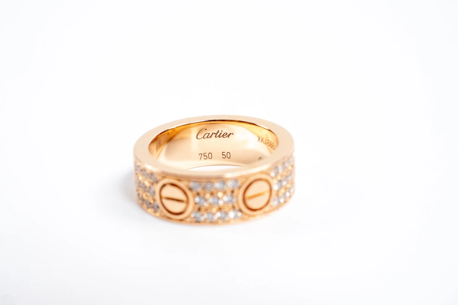 Cartier Love Rose Gold Diamond Paved Ring