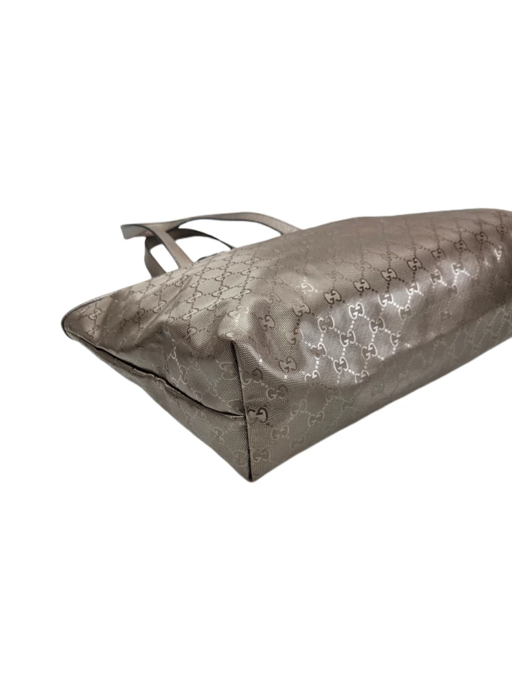     Gucci Gunmetal GG Coated Canvas Medium Imprime Tote 