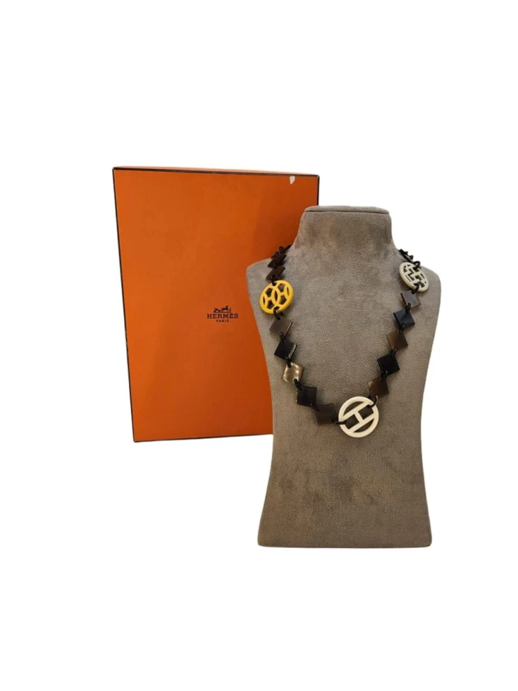     Hermes Lena Buffalo Horn & Lacquer Necklace 