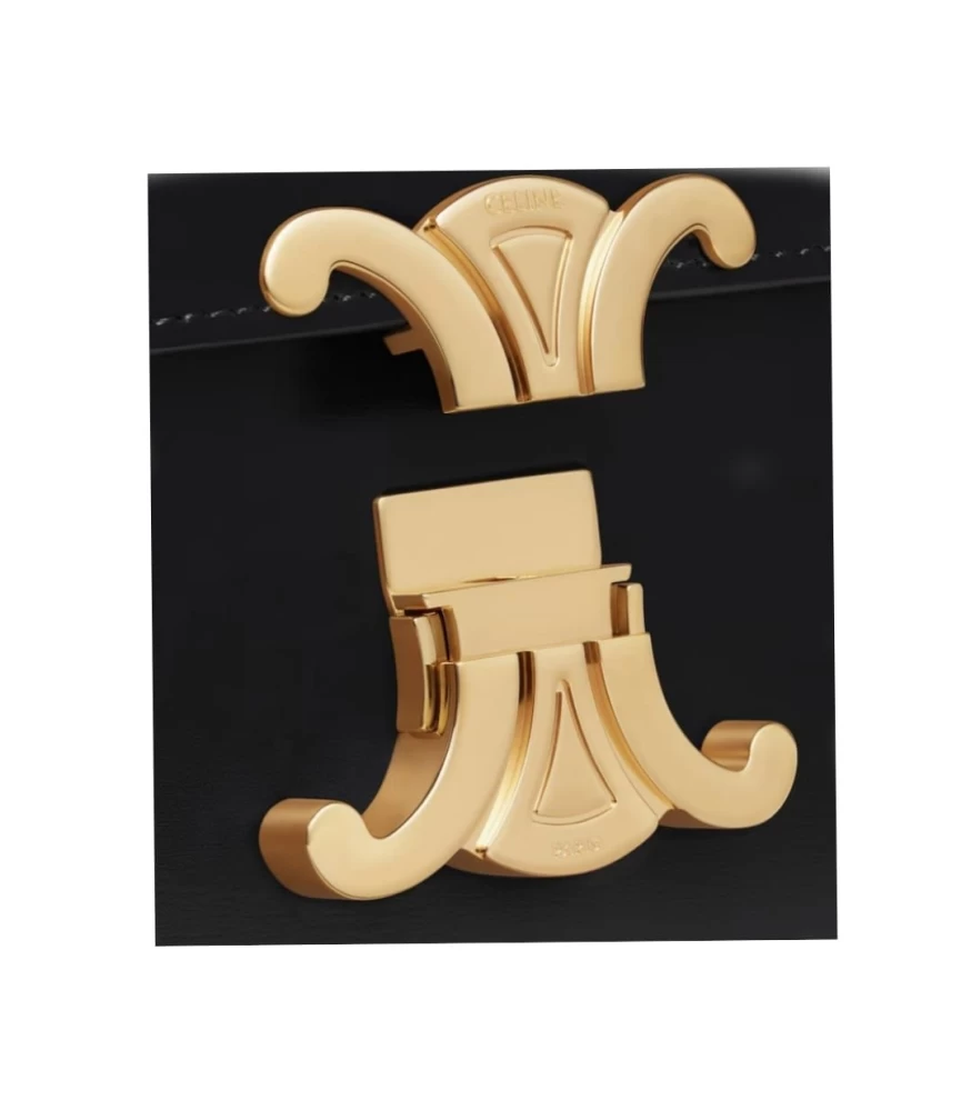     Celine  Black Triomphe Calfskin Shoulder Bag 