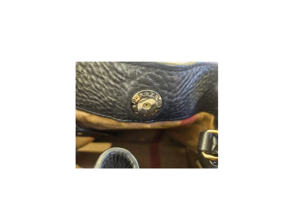     Burberry Black/Beige House Check Canvas and Leather Maidstone Tote Bag 101016020 