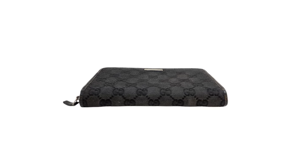     Gucci Black GG Canvas Zip Around Wallet 