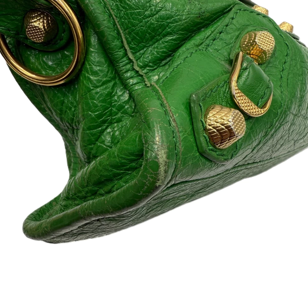     Balenciaga Green Mini Classic Leather Edge City Bag 