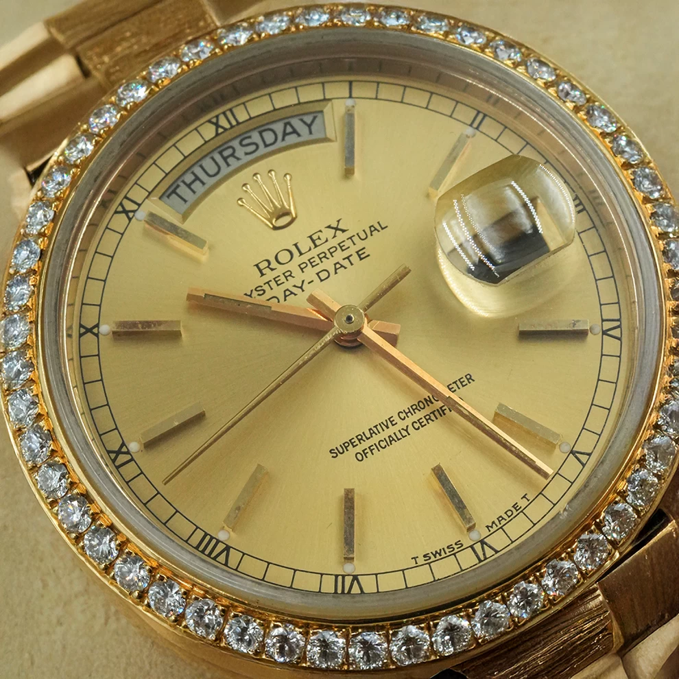 Rolex Day-Date 36 in Yellow Gold with Diamond Bezel