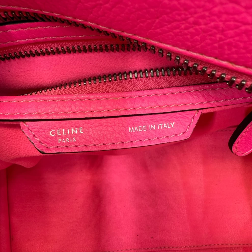     Celine Fluorescent Pink Micro Luggage Tote Bag 