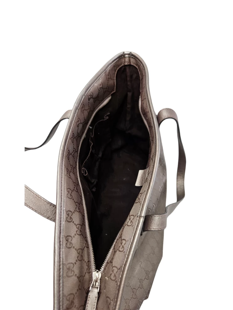     Gucci Gunmetal GG Coated Canvas Medium Imprime Tote 