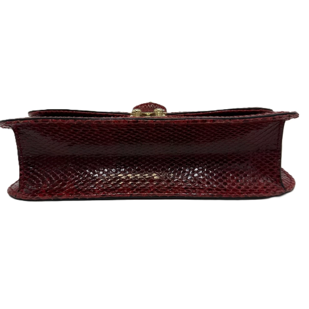     Valentino Red Rockstud Python Small Glam Lock Flap Bag 