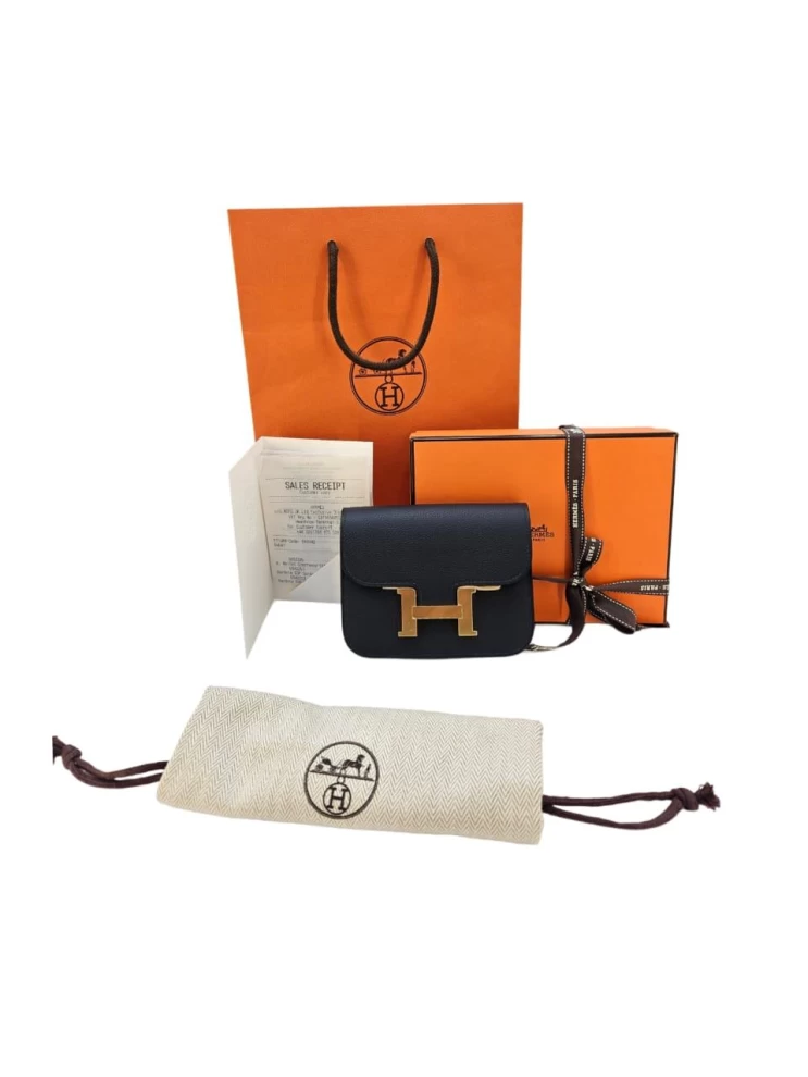     محفظة هيرمس إتش كونستانس سليم بلو نوي إيفركلور الجلدية 