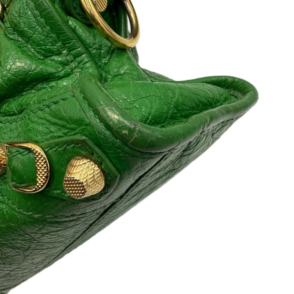     Balenciaga Green Mini Classic Leather Edge City Bag 
