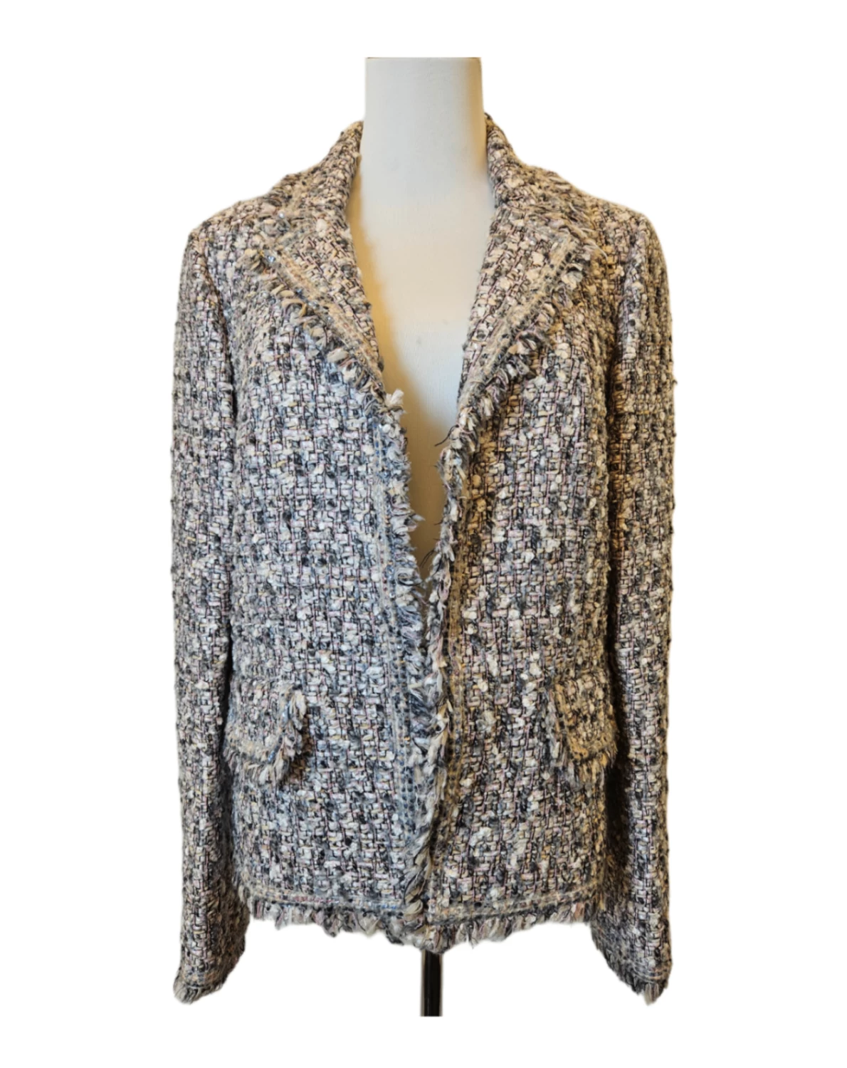     Chanel  Multicolor Tweed Fringed Jacket 