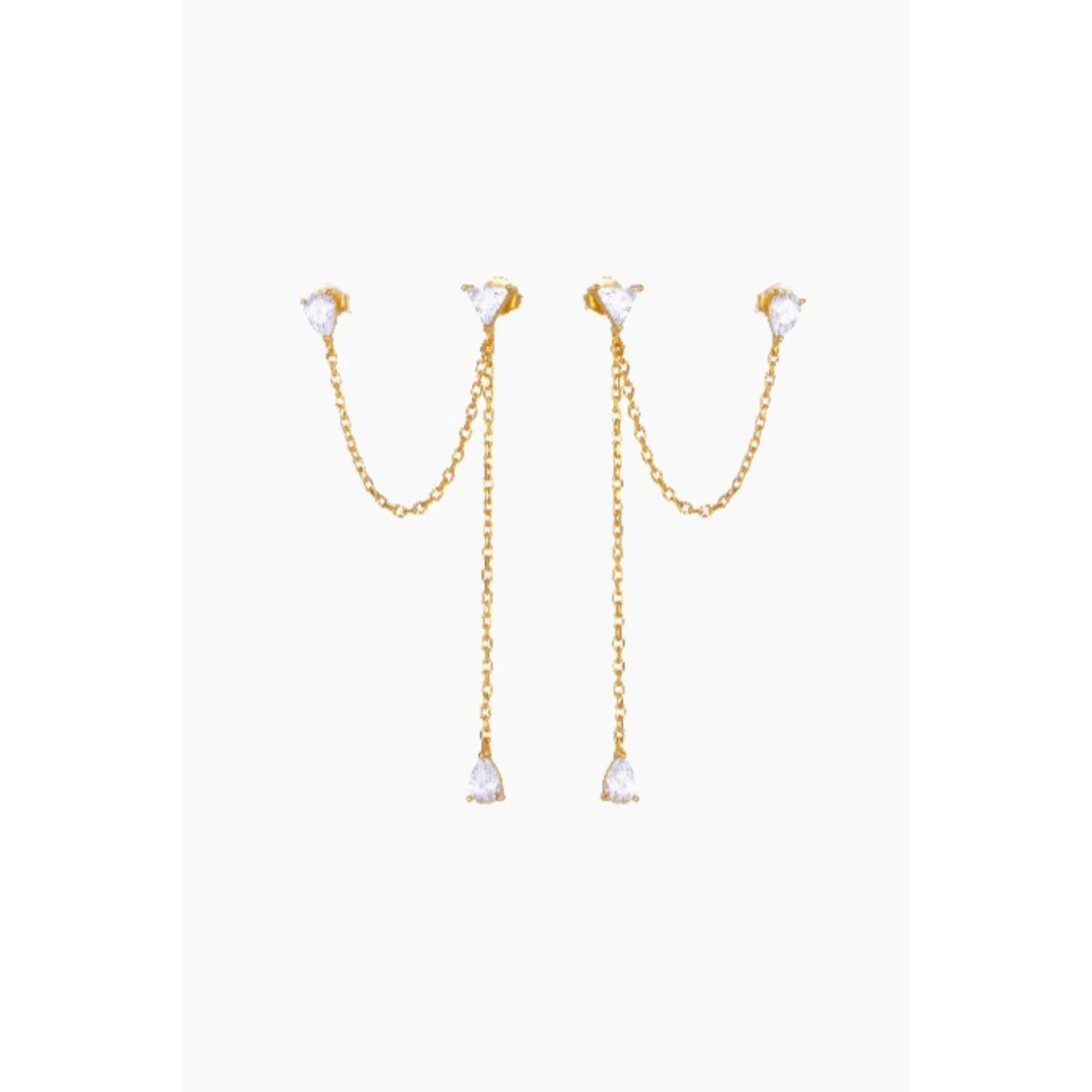     TRI-STONE EAR CHAIN STUDS 