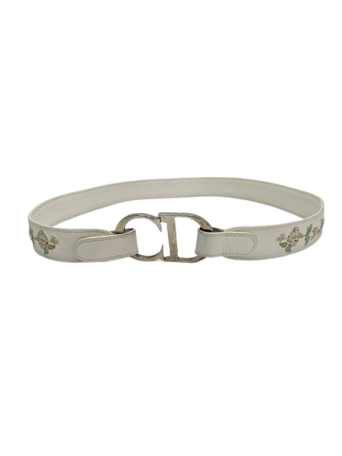     Dior White Leather 'CD' Logo Belt 