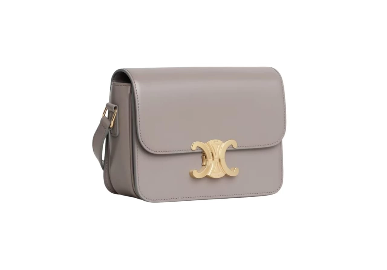     Celine  Light Grey Triomphe Calskin Shoulder Bag 