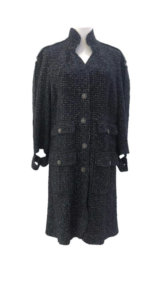     Chanel Navy Blue Tweed Coat 