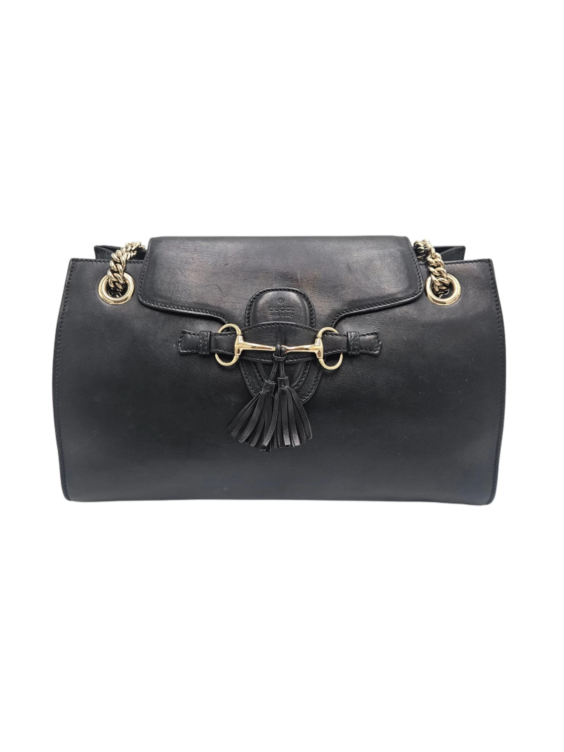     حقيبة كتف كبيرة من الجلد الأسود من جوتشي إميلي 