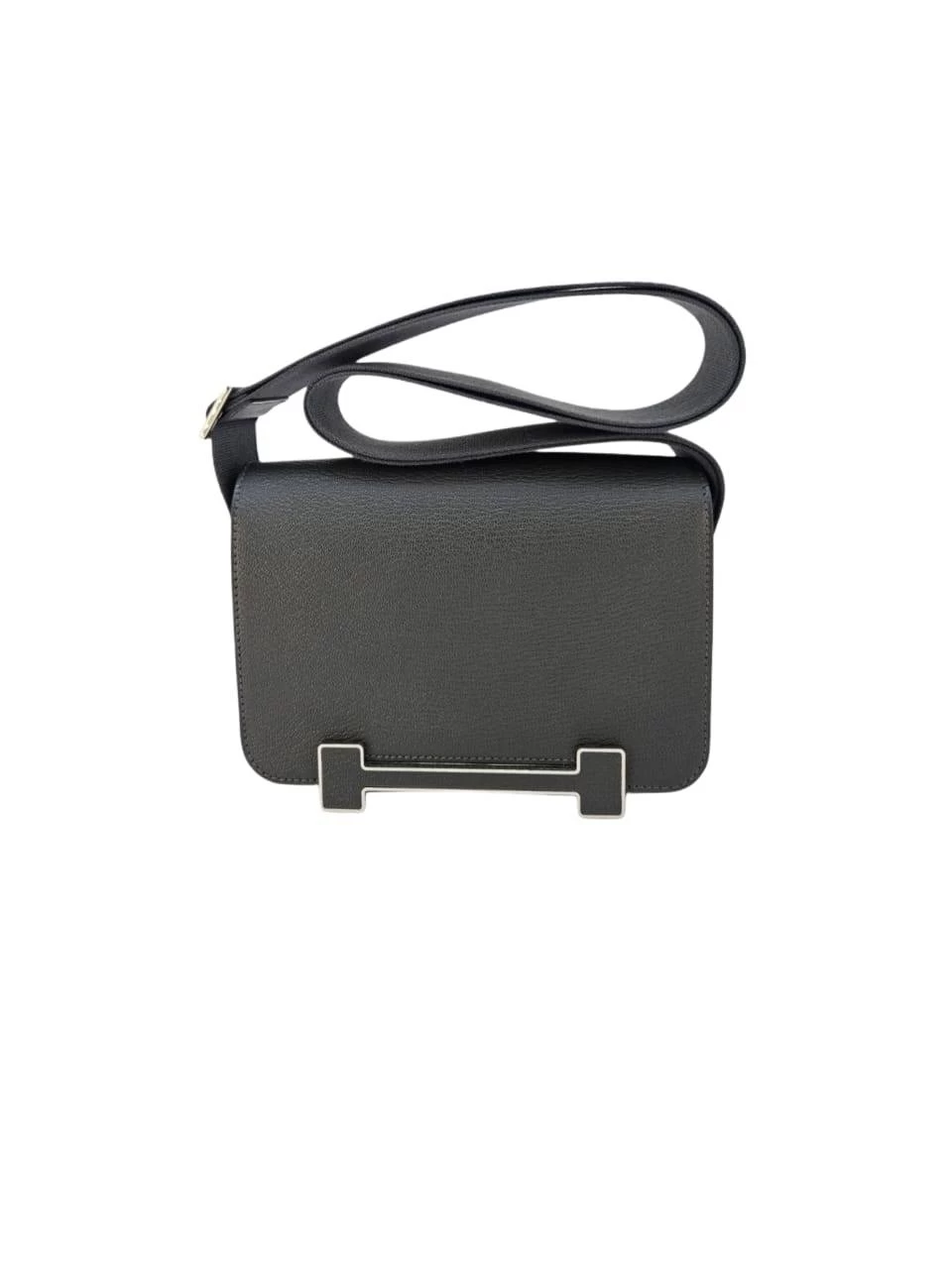     Hermes Geta Gris Misty Mysore Leather Bag in Palladium Hardware 