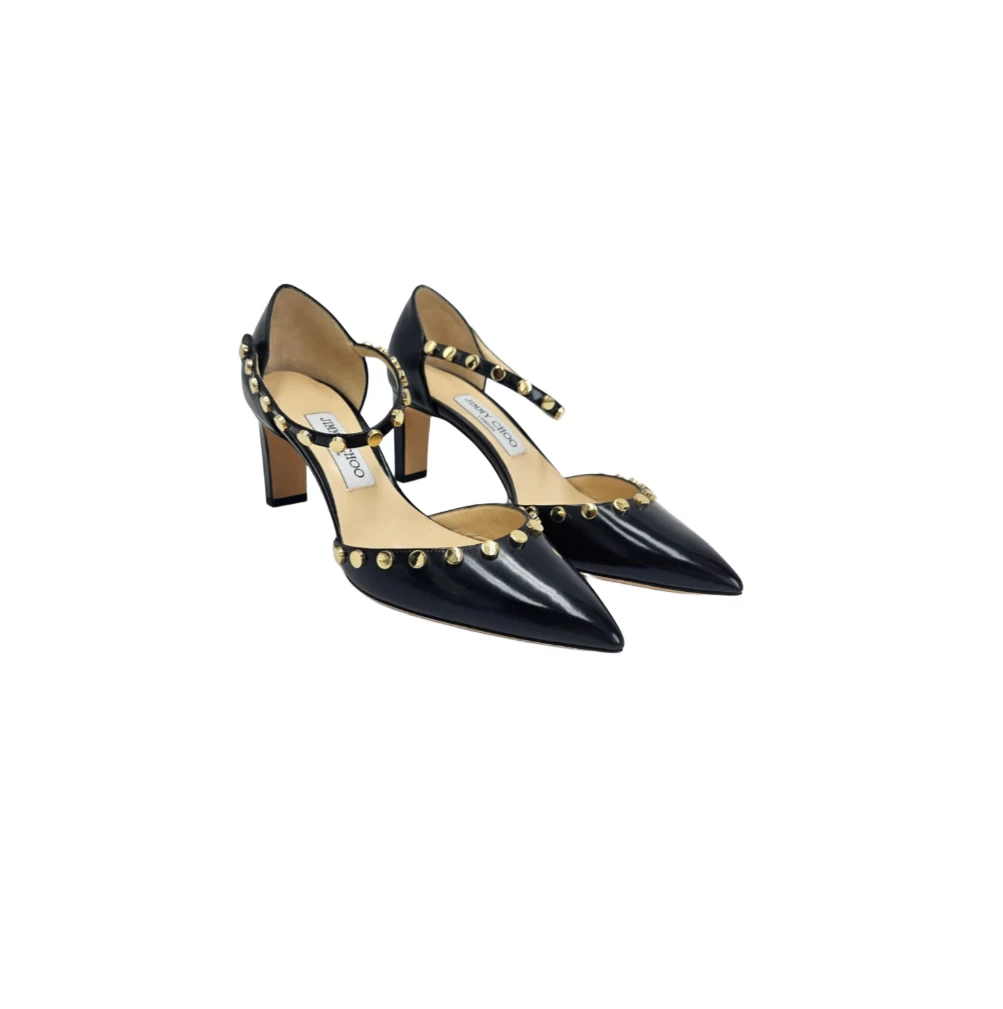     حذاء جيمي تشو ليما 65 من جلد النابا الأسود مع خرز مقاس 39 EU 
