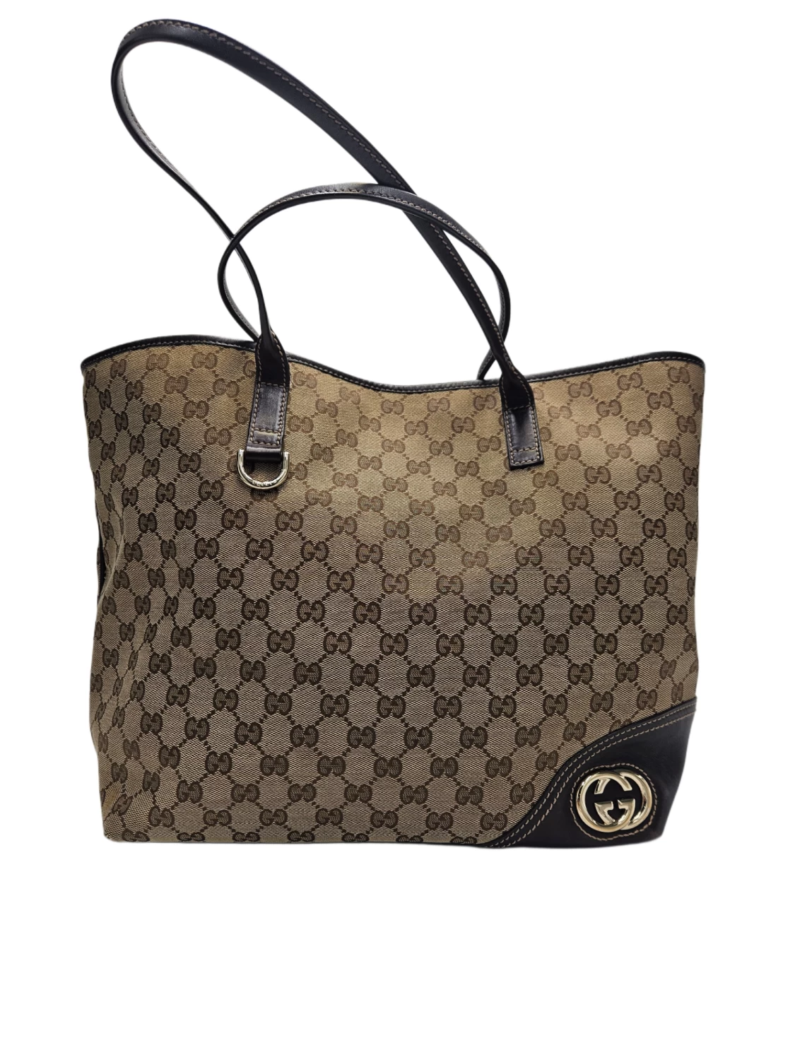     Gucci Britt GG Canvas Leather Tote Bag 