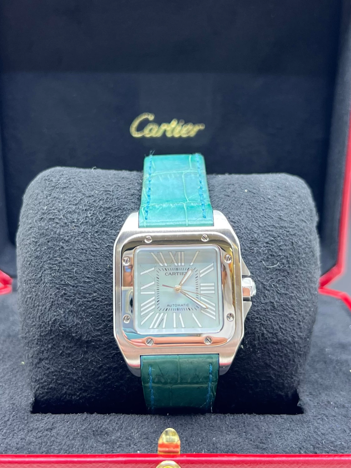 Cartier Santos Green Pearl Dial - Men's Watch