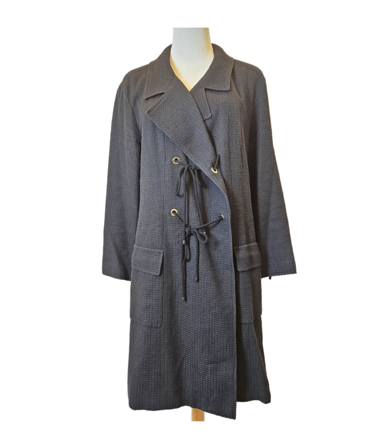     Chanel Gray Draw String Coat 
