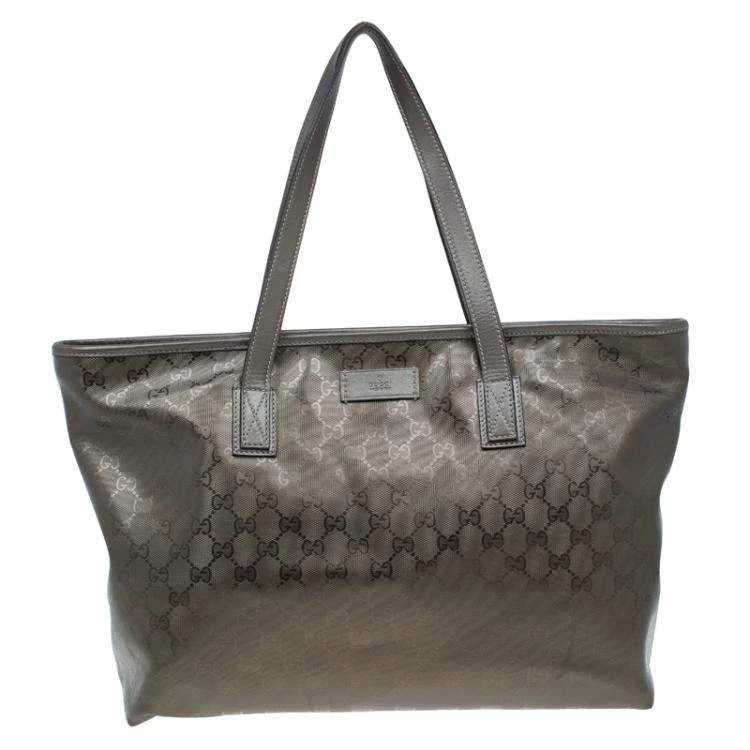     Gucci Gunmetal GG Coated Canvas Medium Imprime Tote 