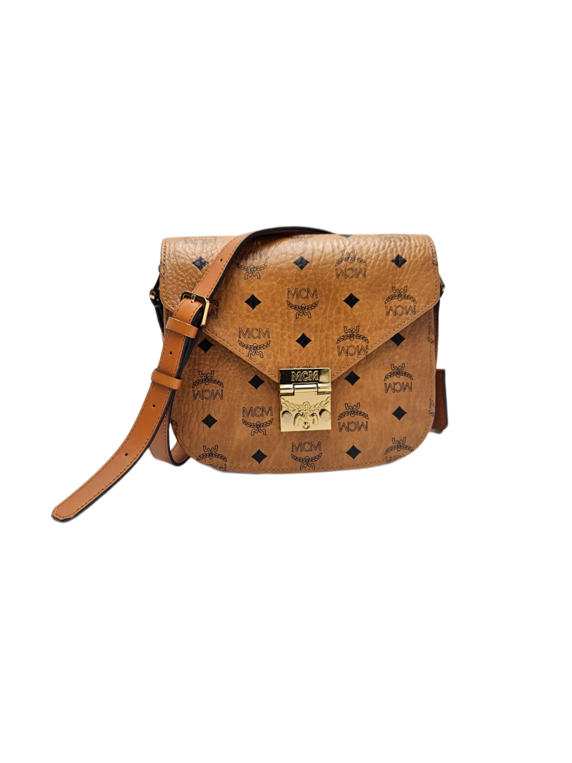     MCM Cognac Visetos Coated Canvas and Leather Patricia Crossbody Bag 