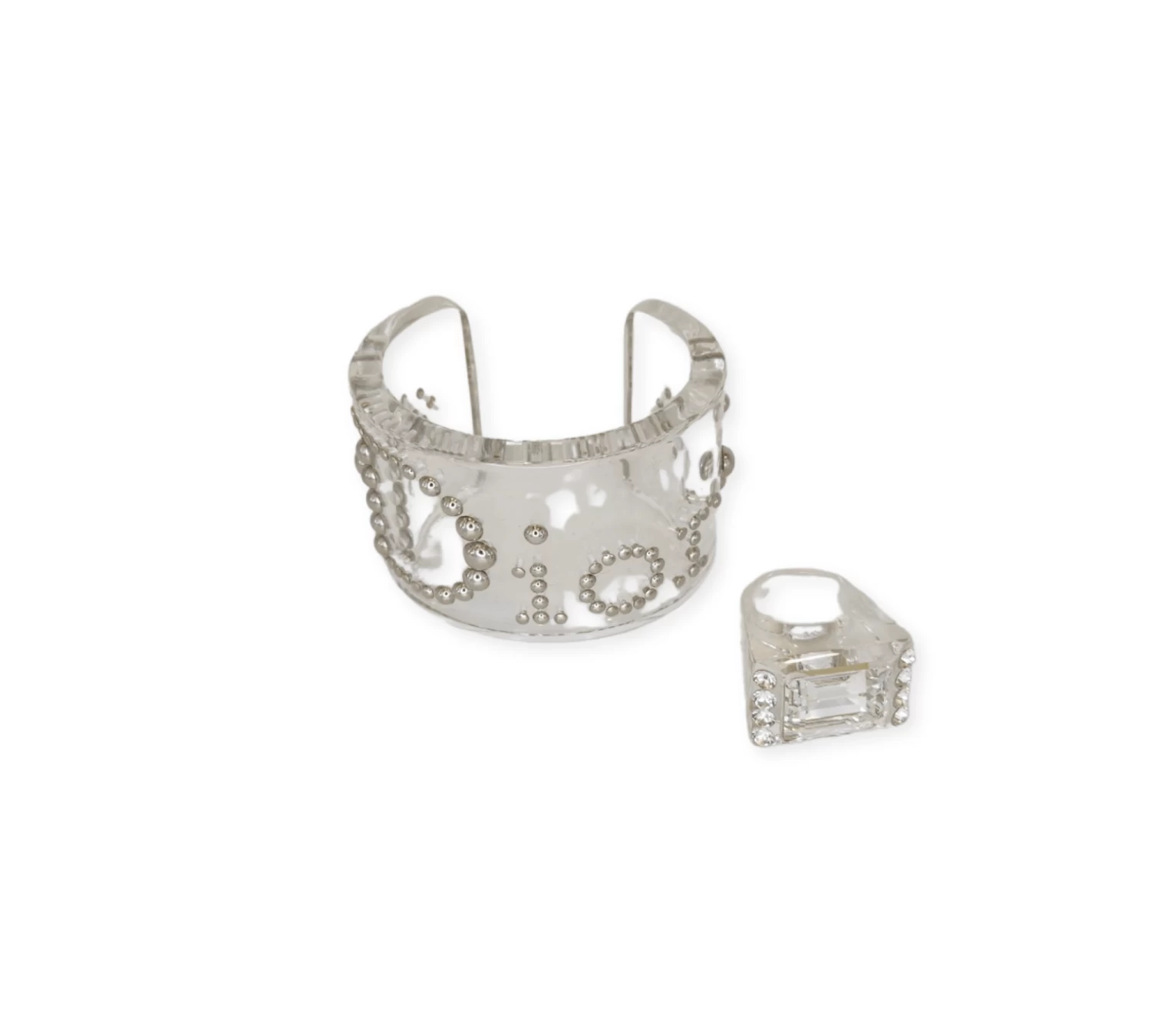     Christian Dior Vintage Lucite Crystal Clear Bangle 