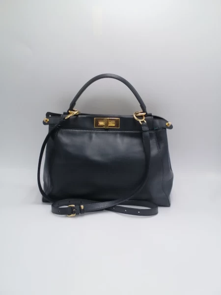 Fendi Leather Small Peekaboo Top Handle Bag