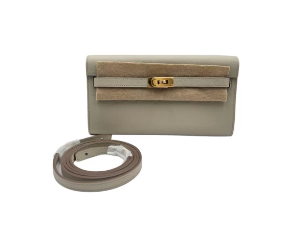 Hermes Kelly Beton Evercolor Leather To Go Wallet Gold Hradware