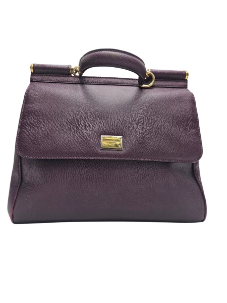Dolce & Gabbana Miss Sicily Large Purple Leather Handbag