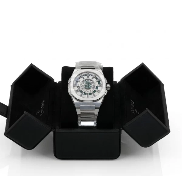 M35- whitedial watch \ green Accents with Rubber+ steel