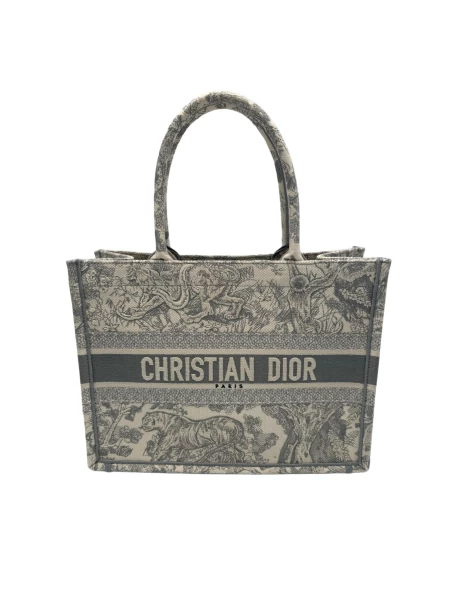 Christian Dior Medium Book Tote Ecru & Grey Toile de Jouy Bag