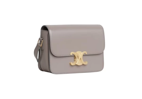 Celine  Light Grey Triomphe Calskin Shoulder Bag