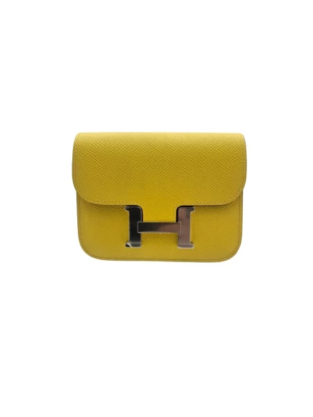 Hermes  Constance  Jaune de Naples Leather  Epsom Slim Wallet Palladium Hardware