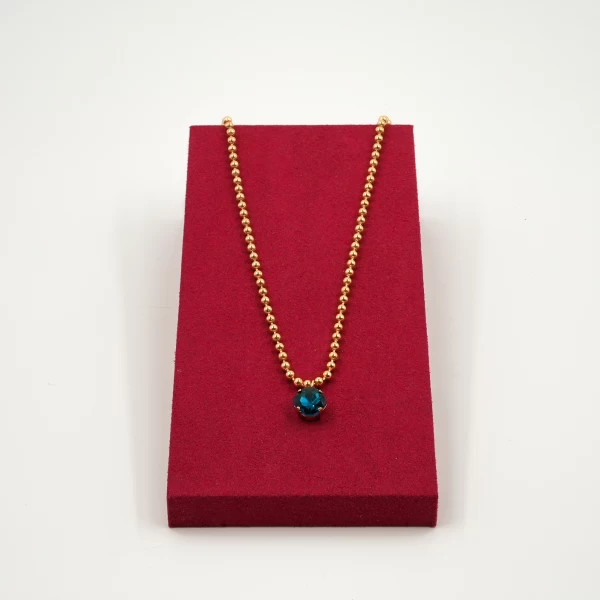 Ball chain necklace blue stone
