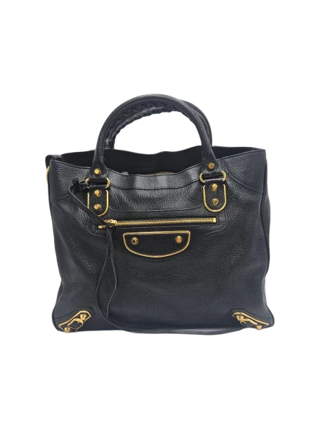 Balenciaga Black Leather Classic Metallic Edge City Bag