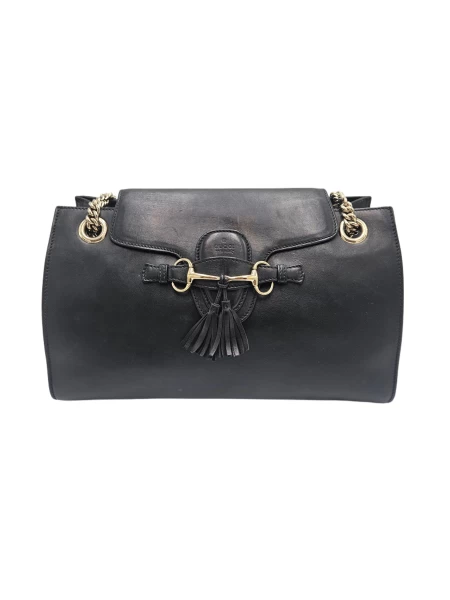 Gucci Black Leather Large Emily Chain Shoulder Bag