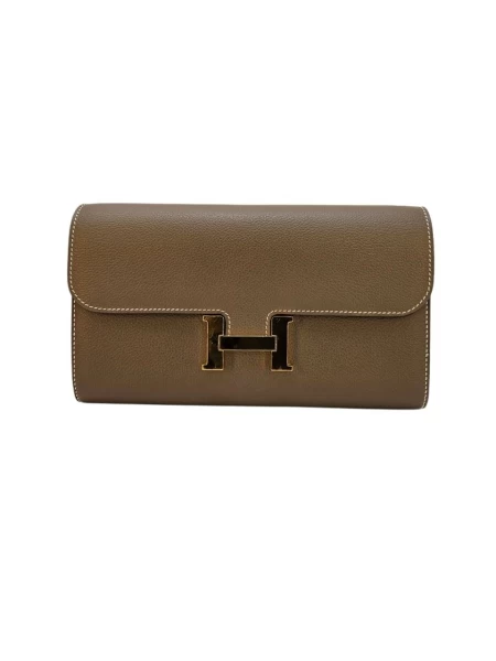 HermÃ¨s Constance To Go Wallet in Epsom Etoupe Color Gold Hardware 101016066